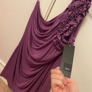 Mossimo Plum One Shoulder Ruffe Tank Top NWT